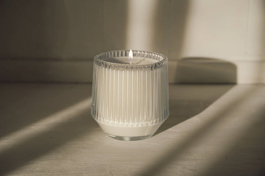 *Fall Scents* Ribbed Retro Style Soy Candle - Clear