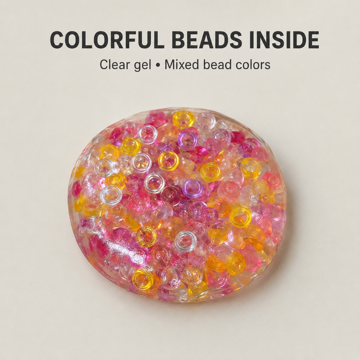 Colorful Bead-Filled Clear Squishy Sensory Toy