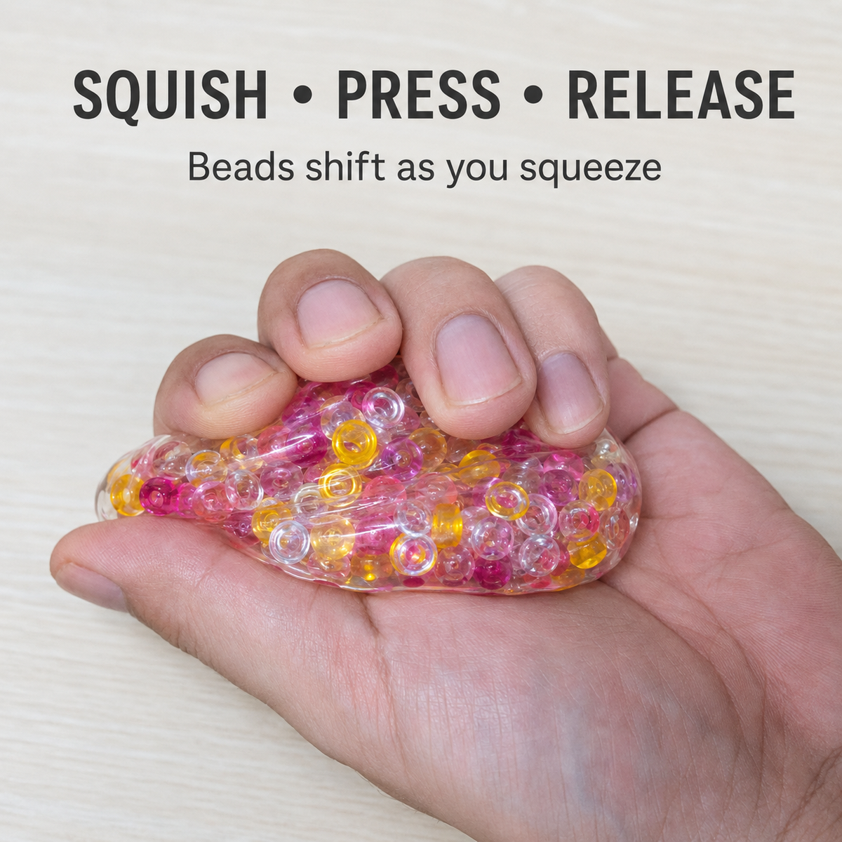 Colorful Bead-Filled Clear Squishy Sensory Toy