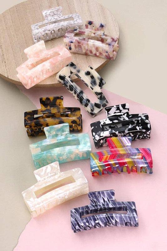 RECTANGLE CELLULOSE HAIR CLAW CLIP