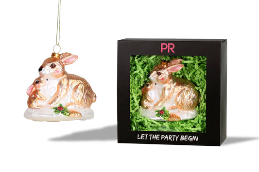 Party Rock | Bunny and Baby Glass Ornament
