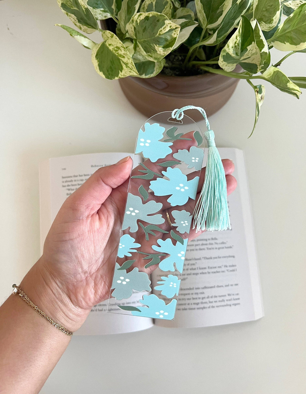 Blue Flower Acrylic Bookmark, Spring Flower Bookmark