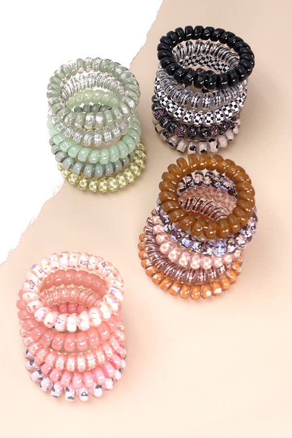 MIX SOLID FLOWER CHECKER ANIMAL HAIR  COILS 5 ASST
