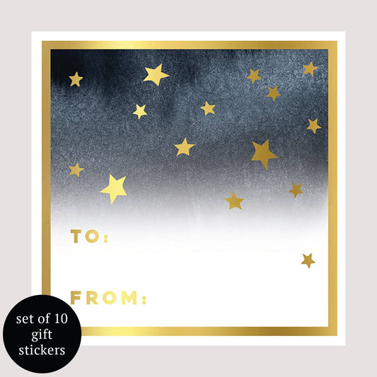 Stars Holiday Gift Tags - Set of 10 | Gift Stickers