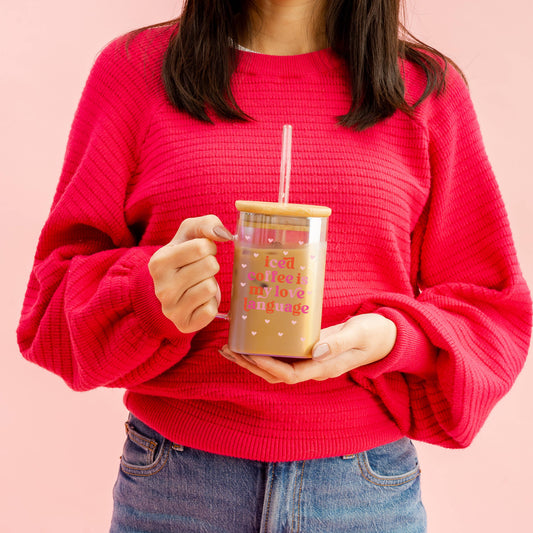 Square Glass Cup - Coffee Is My Love Languag