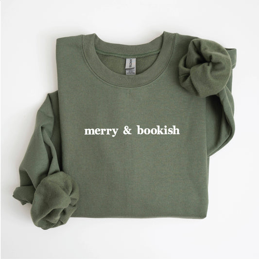 Merry & Bookish Embroidered Christmas Sweatshirt