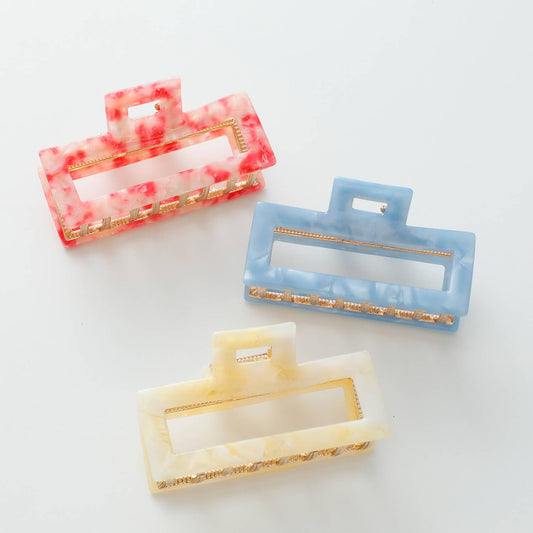 Isla Boardwalk Hollow Rectangle Metal Claw Clip - Medium