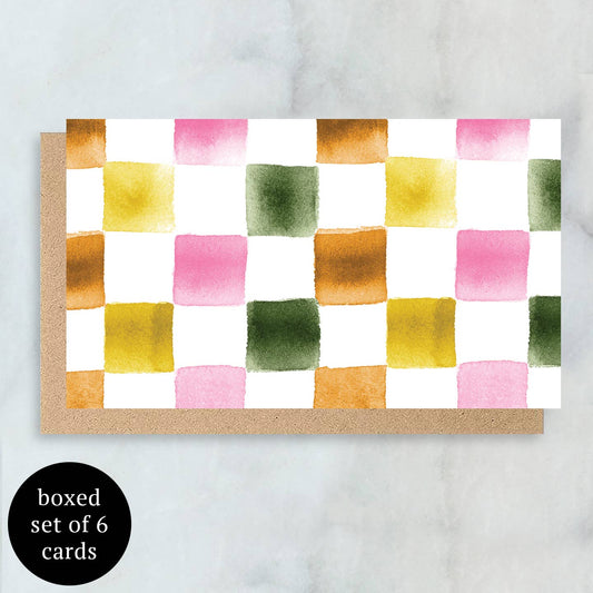 Checkerboard Mini Cards- Boxed Set of 6 | Blank Everyday