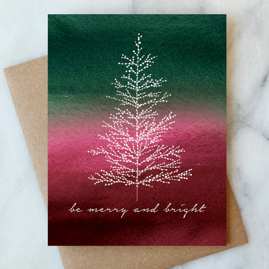 White Lights Tree Greeting Card | Christmas Holiday Card