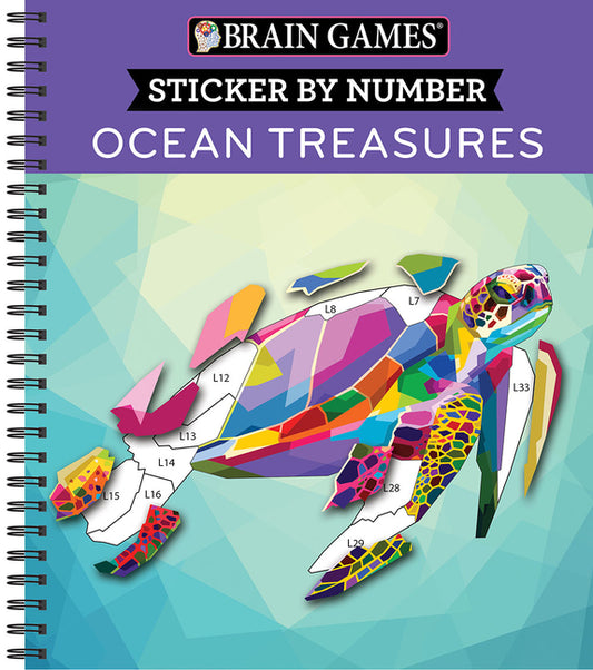 Brain Games - Sticker by Number: Ocean Treasures (13 Images to Sticker) - Ingram